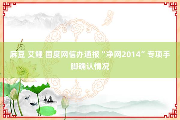 麻豆 艾鲤 国度网信办通报“净网2014”专项手脚确认情况