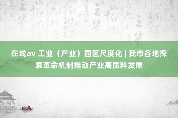 在线av 工业（产业）园区尺度化 | 我市各地探索革命机制推动产业高质料发展