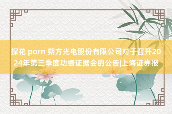 探花 porn 朔方光电股份有限公司对于召开2024年第三季度功绩证据会的公告|上海证券报